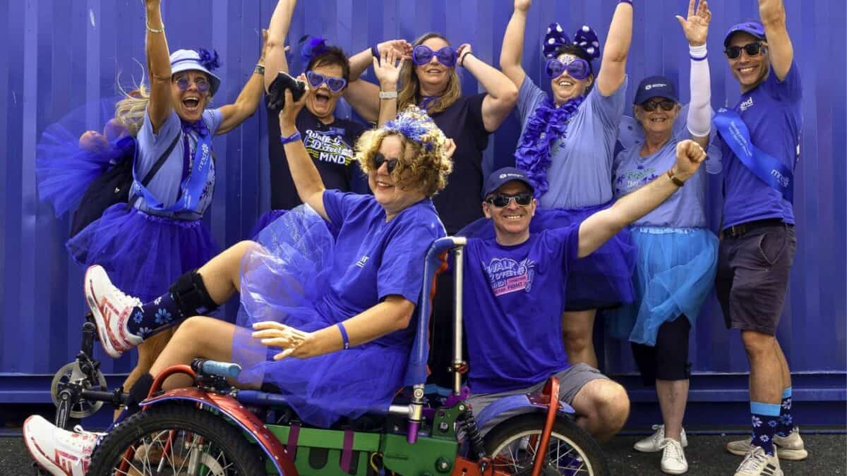 Some of the MND NZ team bringing energy, colour, and joy to the Auckland Walk to Defeat MND.