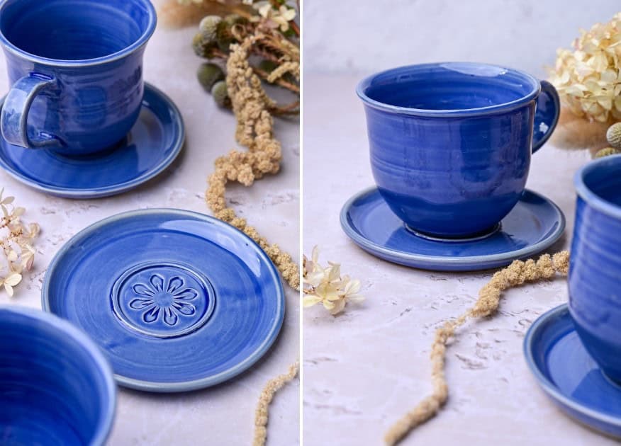 Handcrafted by JMT Ceramics, these blue teacup sets honour lives touched by motor neurone disease — a tribute to love, memory, and making time count.
