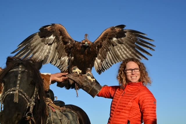 Tamsin With Eagles In Mongolia