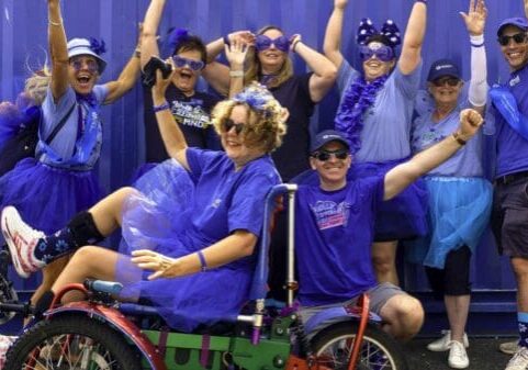 Some of the MND NZ team bringing energy, colour, and joy to the Auckland Walk to Defeat MND.